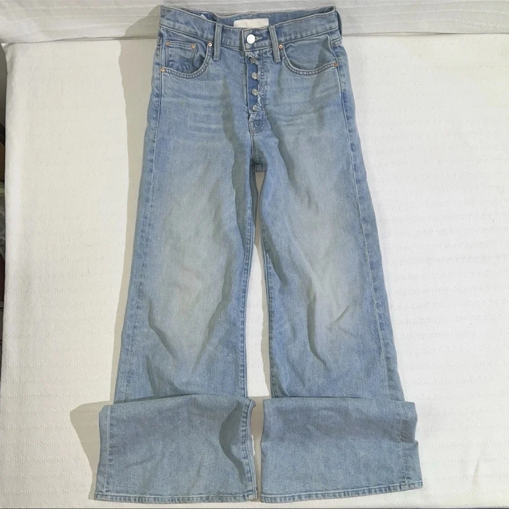 MOTHER Light Wash Wide Leg Flare Jeans - Picture 7 of 14